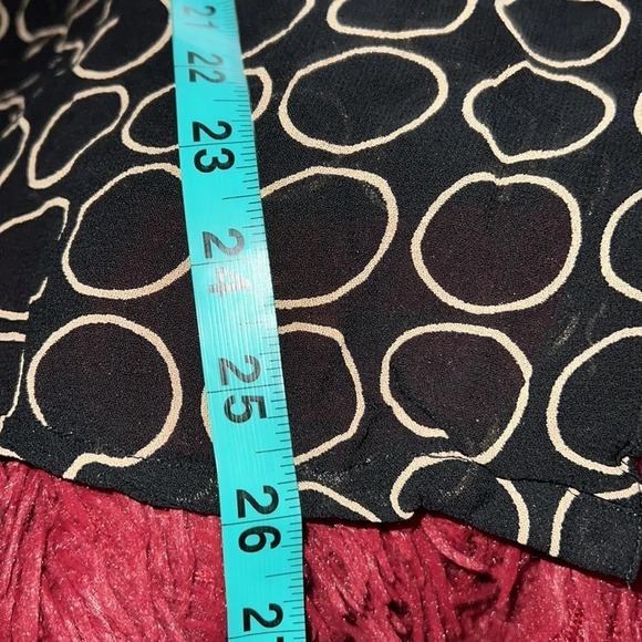 Avenue Large circle Polka Dot Chiffon black beige long sleeve Blouse Sz 14/16 - Picture 7 of 11